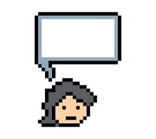 Man male boy face and blank chat box design 8 bit pixel art. vector