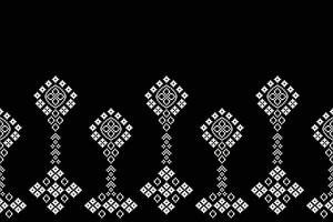 Cross stitch motif pattern design motif with black color background fabric pattern. vector