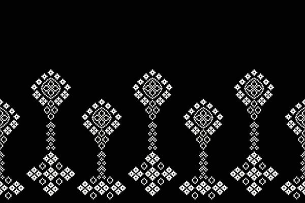 Cross stitch motif pattern design motif with black color background fabric pattern.