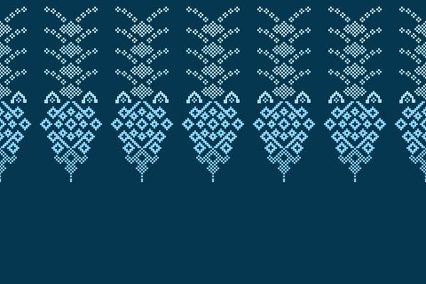 Blue motif pattern color background fabric pattern with pixel design.