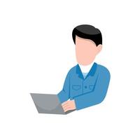 Man Working With Laptop vector