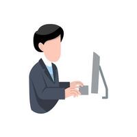 Man Typing On Computer vector