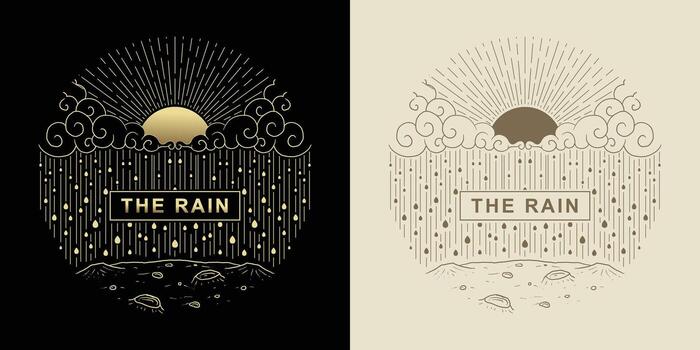 Decorations and Text Featuring the Earth Moon and Clouds Bringing Rain vector