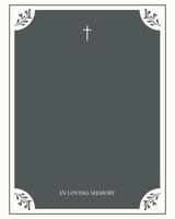 Digital Funeral Announcement Invitation Template in Illustrator. Cross at dark background vector