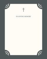 Digital Funeral Announcement Invitation Template in Illustrator. Cross. White background vector