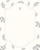 Funeral card. Empty card. Cross. Cream color vector