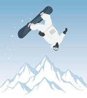 snowy mountains and forests, snowboard with mountains background vector