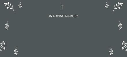 Funeral card. Empty card. Digital Funeral Announcement Invitation Template in Illustrator. Cross. Dark background vector