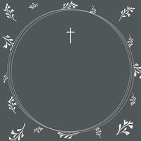 Digital Funeral Announcement Invitation Template in Illustrator. Cross. Round fram vector