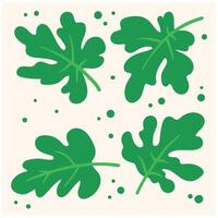 Fig leaves set With illustration style doodle and line art vector
