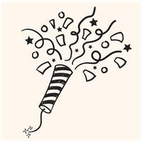 Confetti poppers With illustration style doodle vector