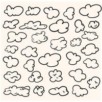 Clouds With illustration style doodle and line art vector