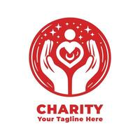 Logo Simple Charity Design With Red Concept vector
