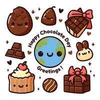 Chocolate Day Set Collection Illustration With Flat Background vector