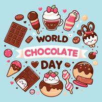 Chocolate Day Set Collection Design With Blue Background vector
