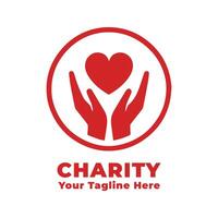 Charity Logo Simple Design With Red Concept vector