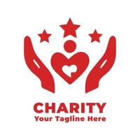 Logo Charity Simple Design With Red Concept vector