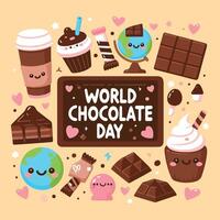 Chocolate Day Set Collection Design With Cream Background vector