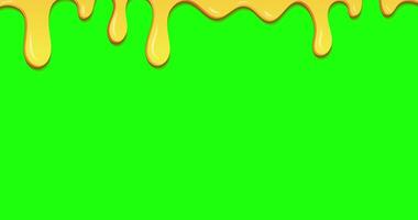 Dripping honey animation. Realistic drops of honey. Dessert background with melted honey. Dripping honey. Motion graphic. 4K animation video