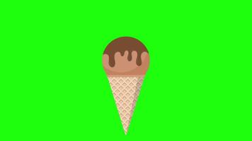 Sweet ice cream animation. Ice cream cone animation. Ice cream cone with chocolate topping video