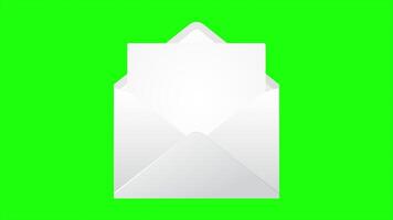 Animation of the opening envelope with white paper. Email message icon animation. Message notification animation. Mail and messaging icon video