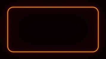 Red neon rectangle frame animation. Flickering neon border frame animation. Rectangle glowing neon frame background. Transparent background with alpha channel video