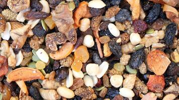 close up of many mixed nuts video