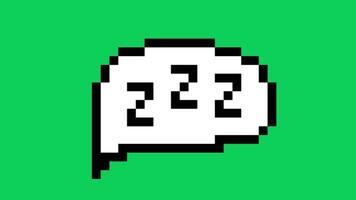 a pixel art icon of a speech bubble with the word sleep animation on green screen video