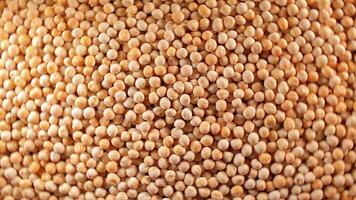 Uncooked Yellow Polished Peas. A Culinary Canvas of Dry Yellow Peas, Textured Background - Top View, Rotating. Turning Scattered Raw Polished Peas. Healthy Eating Ingredients - Rotation video