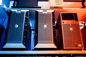 A row of computer towers photo