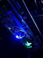 A computer with blue lights on it photo