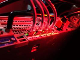 A computer with red lights photo