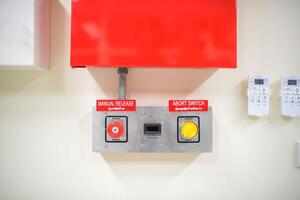 A red box with two buttons and a red light photo