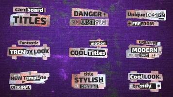 Dynamic cardboard titles motion_graphic