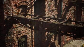 Abandoned factory with collapsing brick structures over time video