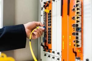 Fix network switch in data center room photo