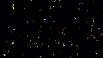 party convetti explosion with colorfull particles rainy in transparant background video