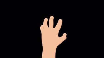 hand gesture animation 2d cartoon style on transparant background video