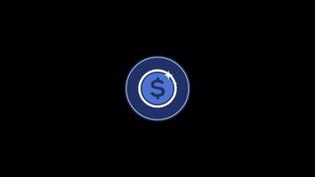 dollar business icon 2d animation on alpha channel transparant background video