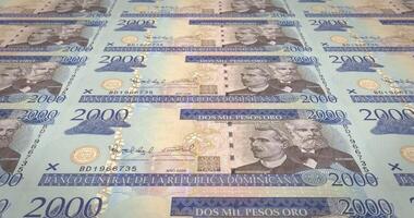 Banknotes of two thousands pesos of the Republic Dominican, cash money, loop video