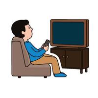 A man sitting on a couch with a remote control vector