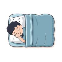 A man sleeping in bed with a pillow vector