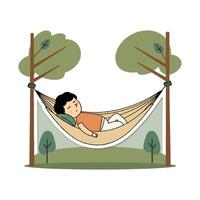 A man is sleeping in a hammock vector