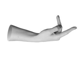 hand in an open, relaxed gesture, with fingers slightly curled and the index finger extending photo