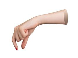 Female hand with red polished nails, elegantly holding an invisible object between the index finger photo