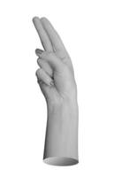 hand with the index and middle fingers raised together in a gesture, isolated on a white background photo