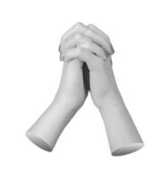 Hands intertwined in supportive unity, clasped fingers symbolizing peace, gratitude, and devotion. photo
