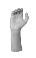 Closeup of female hand with red polished fingernails, isolated in a side pose. Palm facing out, photo