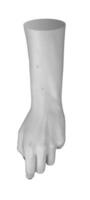 hand and arm in a relaxed, curled pose, isolated in monochrome. Slightly bent fingers pointing, photo