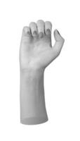 closeup hand with elegant manicure, fingers slightly bent in a gesture of capture or grip. Isolated photo
